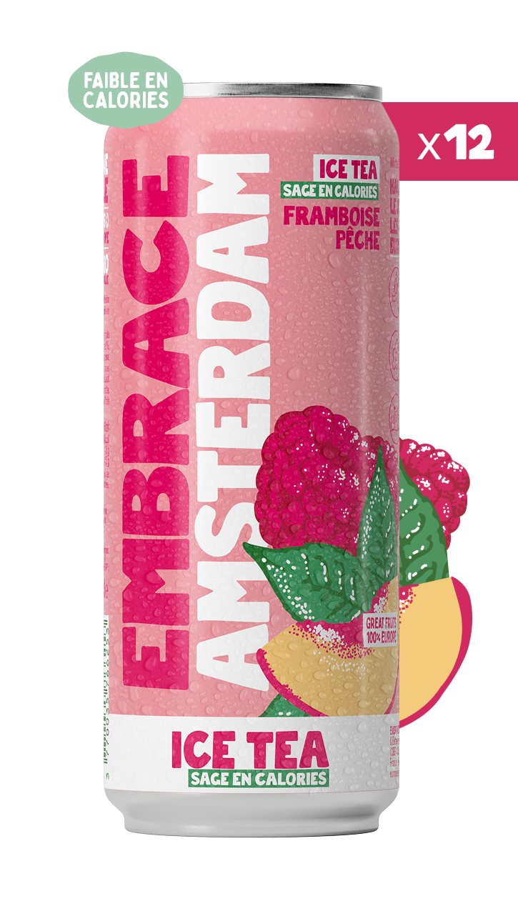 Ice Tea Embrace - 12 canettes Amsterdam Thé Noir Framboise Pêche 33cl