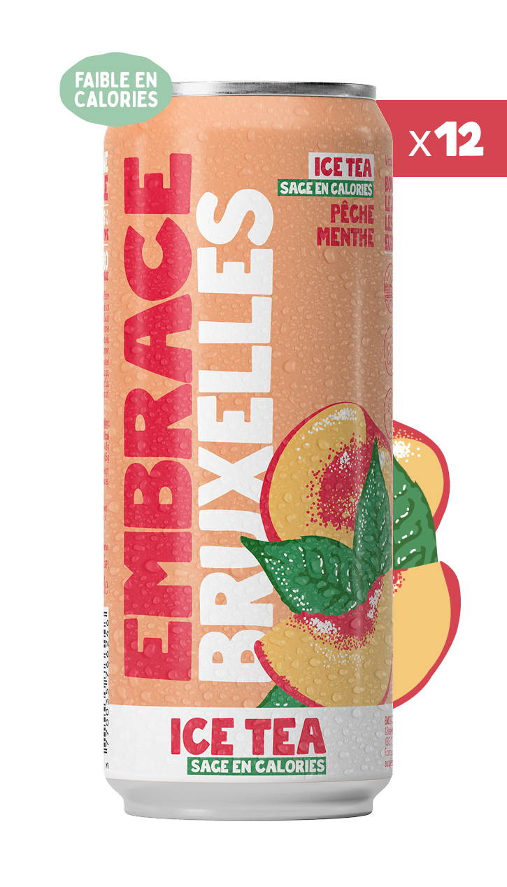 Ice Tea Embrace - 12 canettes Bruxelles Thé Noir Pêche Menthe 33cl