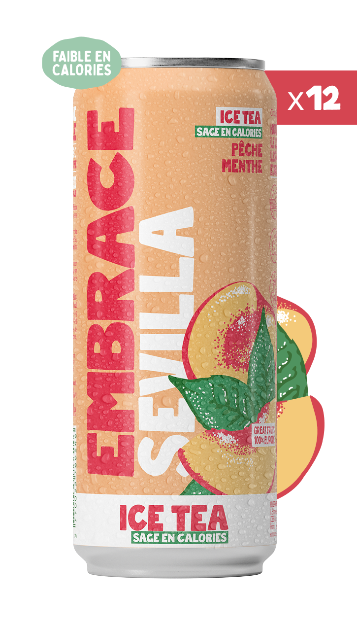 Ice Tea Embrace - 12 canettes Sevilla Thé Noir Pêche Menthe 33cl