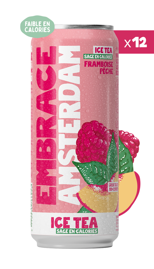 Ice Tea Embrace - 12 canettes Amsterdam Thé Noir Framboise Pêche 33cl