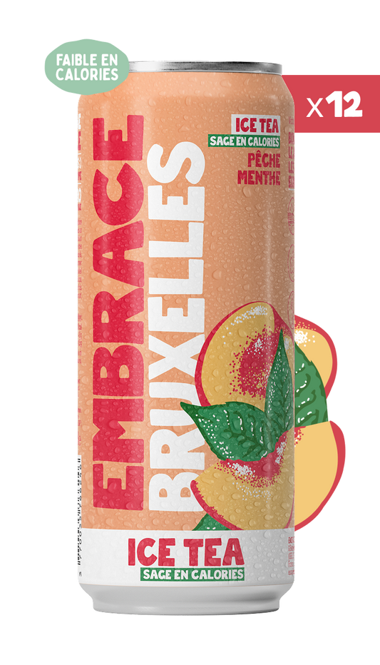 Ice Tea Embrace - 12 canettes Bruxelles Thé Noir Pêche Menthe 33cl