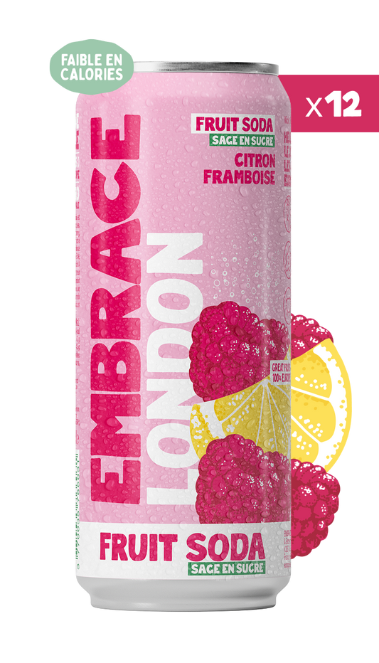 Fruit Soda Sage en Sucre Embrace - 12 canettes London Citron Framboise 33cl